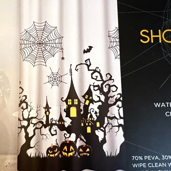 Halloween Haunted Treehouse House Peva Shower Curtain with Metal Grommets - Picture 4 of 11